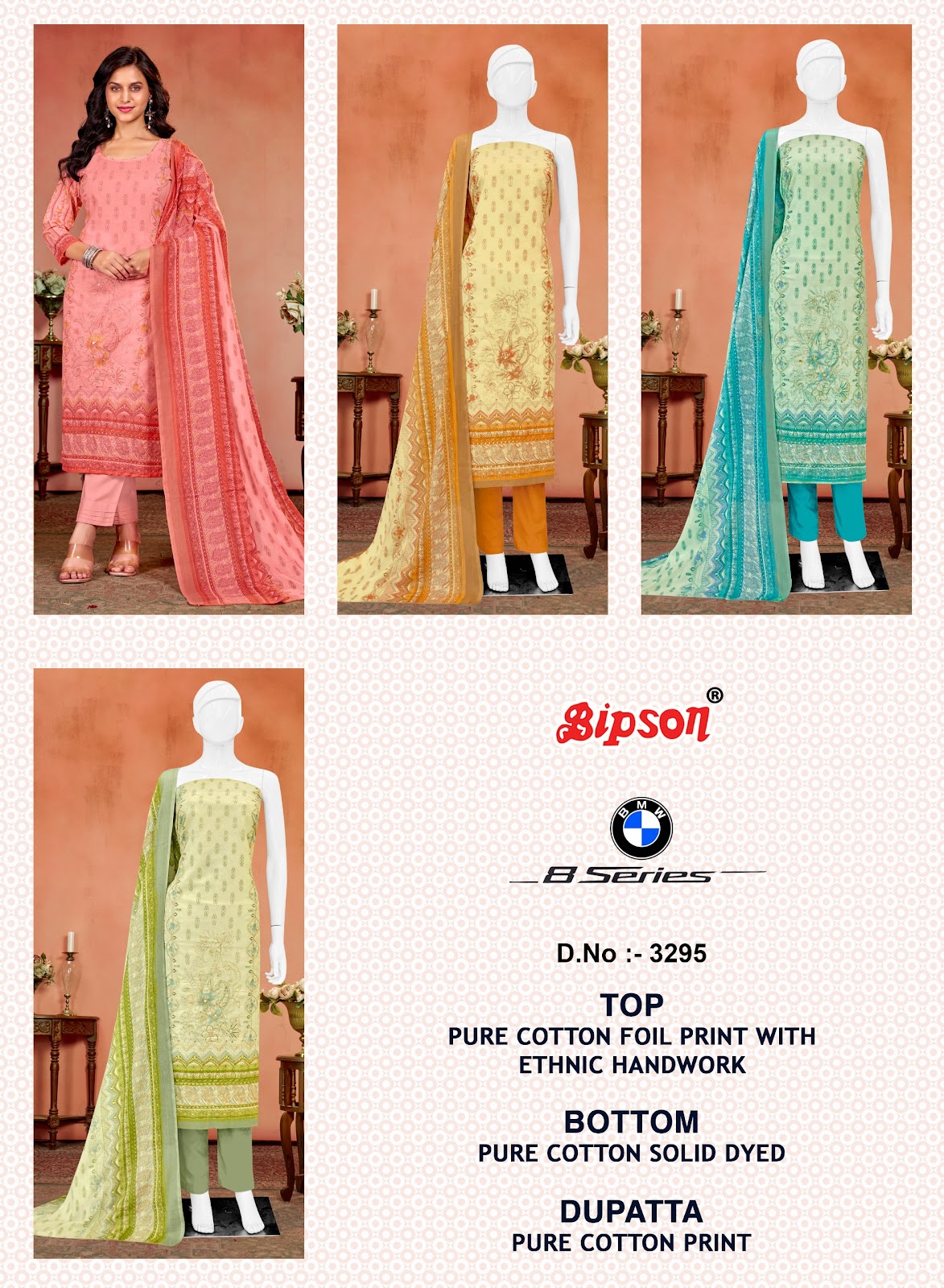Bmw 8 Series 3295 Bipson Prints Pure Cotton Pant Style Suits Exporter Ahmedabad