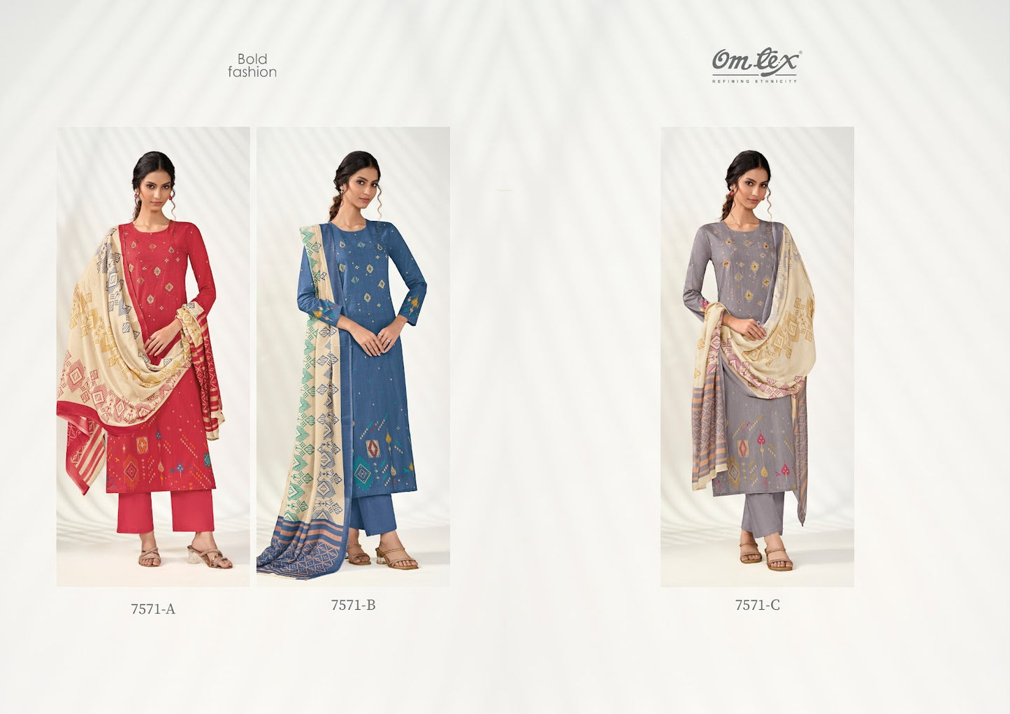 Bold Fashion Omtex Lawn Cotton Pant Style Suits Manufacturer