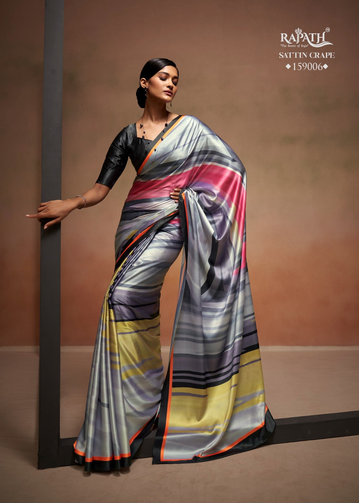 Bollywood Sattin Rajpath Crape Silk Sarees Exporter India