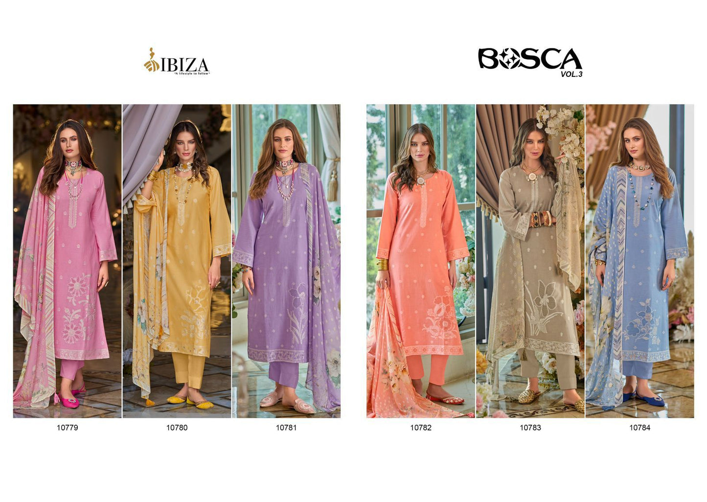 Bosca Vol 3 Ibiza Lawn Cotton Pant Style Suits