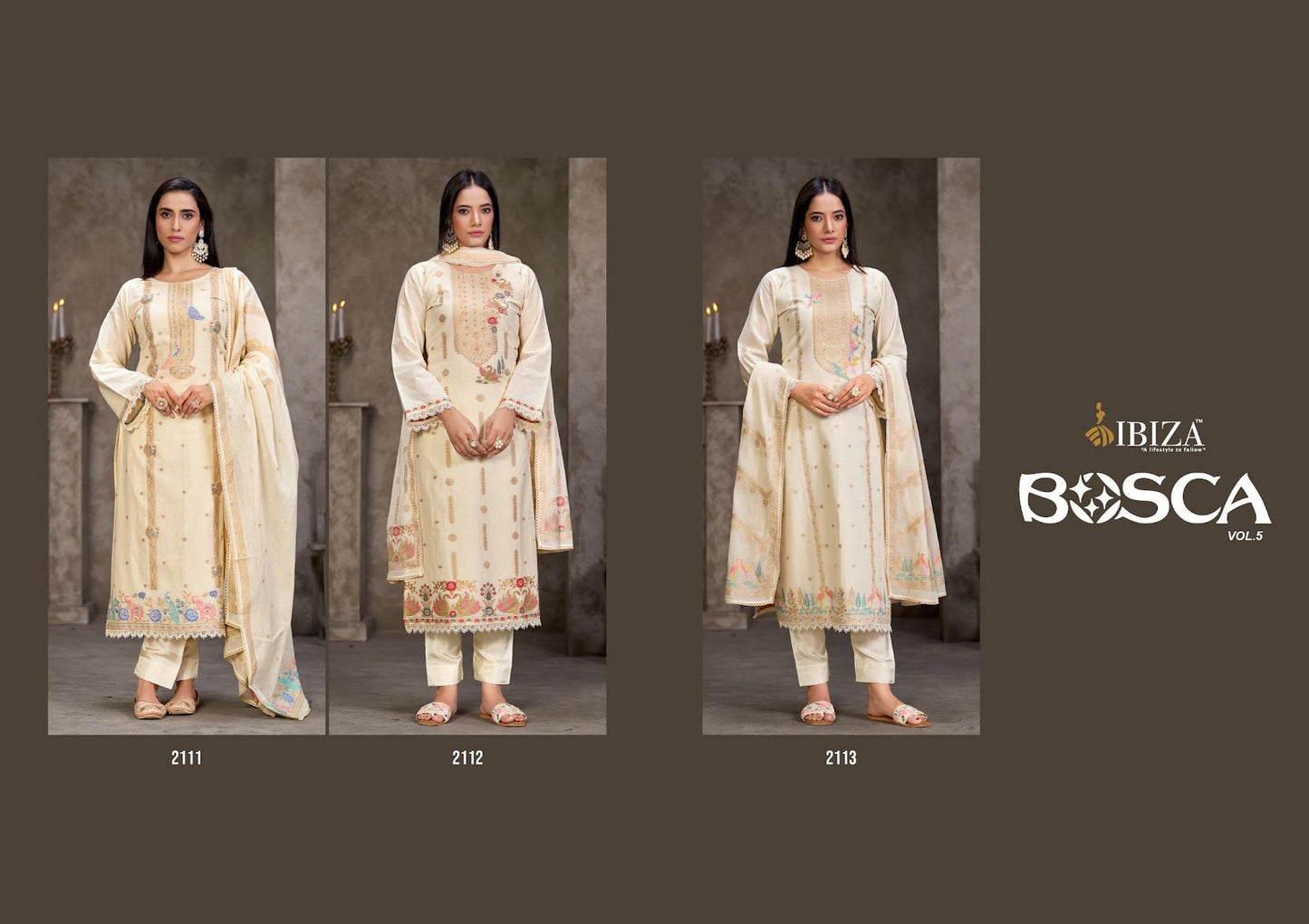 Bosca Vol 5 Ibiza Lawn Cotton Pant Style Suits Exporter India