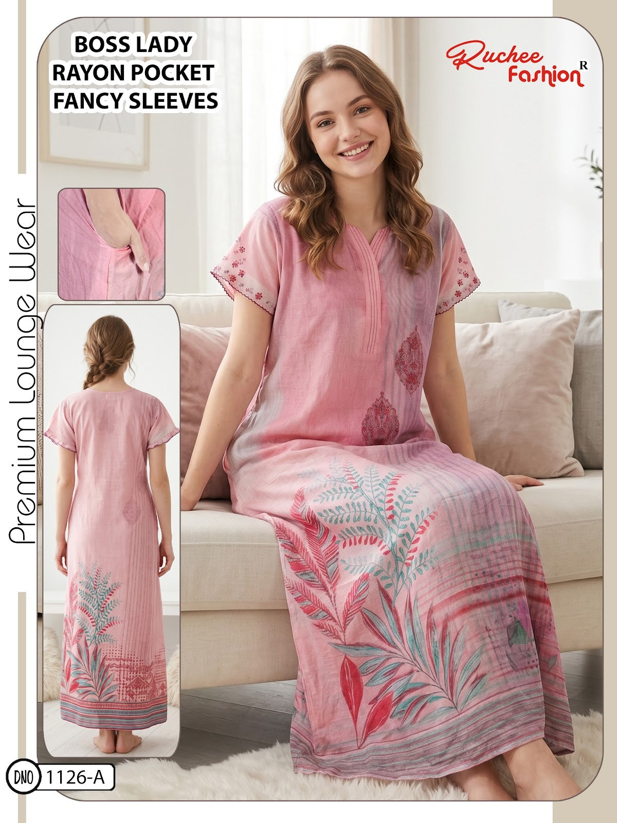 Boss Lady Ruchee Fashion Rayon Night Gowns Wholesaler