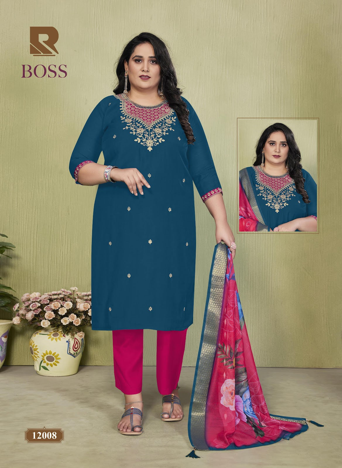 Boss Raashi Roman Silk Readymade Pant Style Suits Manufacturer Ahmedabad