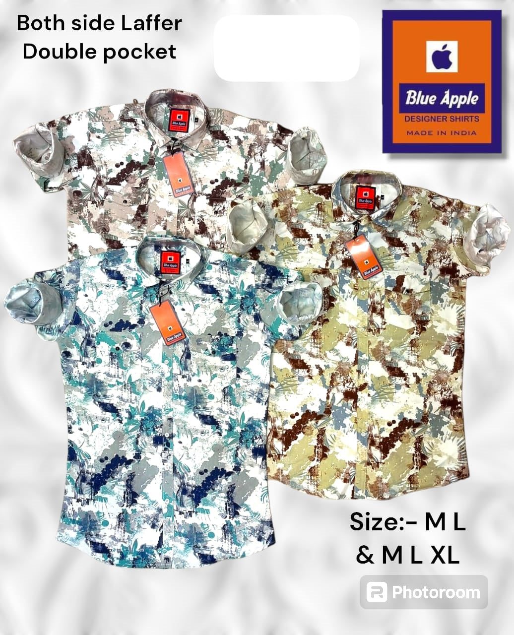 Both Side Laffer-Cordro Double Pocket Blue Apple Mens Shirts