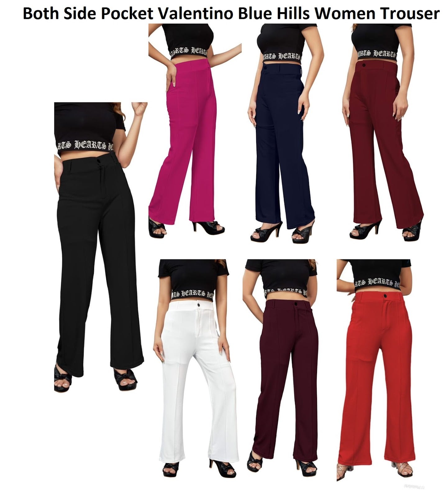 Both Side Pocket Valentino Blue Hills Lycra Women Trouser Exporter India