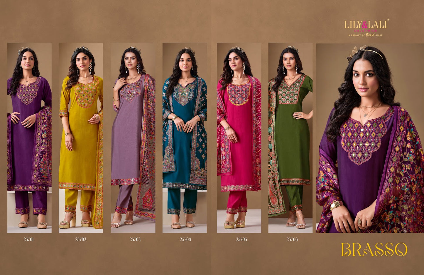 Brasso Lily Lali Roman Silk Readymade Pant Style Suits Manufacturer Gujarat