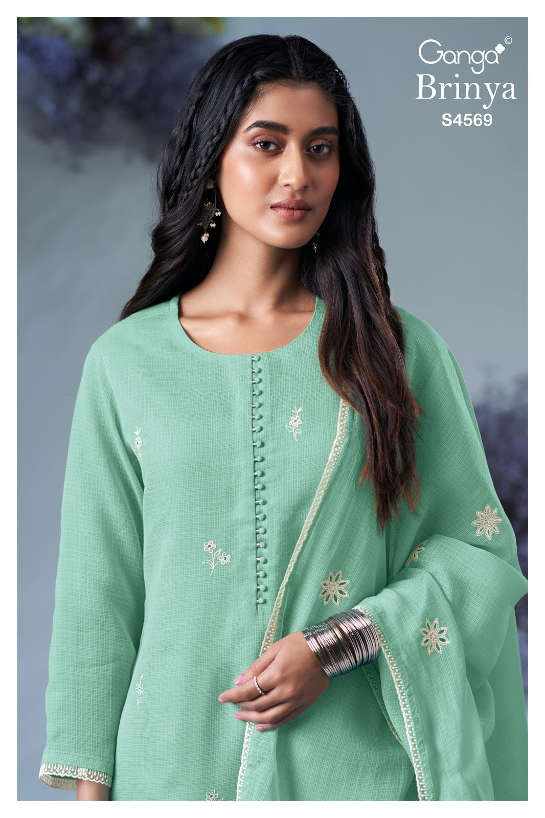 Brinya 4569 Ganga Bemberg Plazzo Style Suits Wholesale Rate