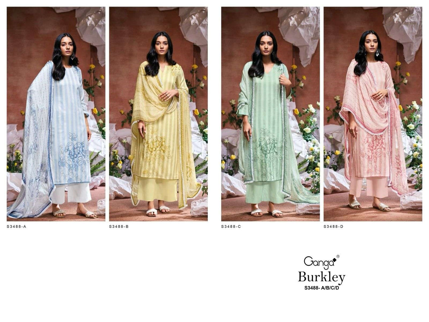 Burkley 3488 Ganga Cotton Plazzo Style Suits Wholesaler Gujarat