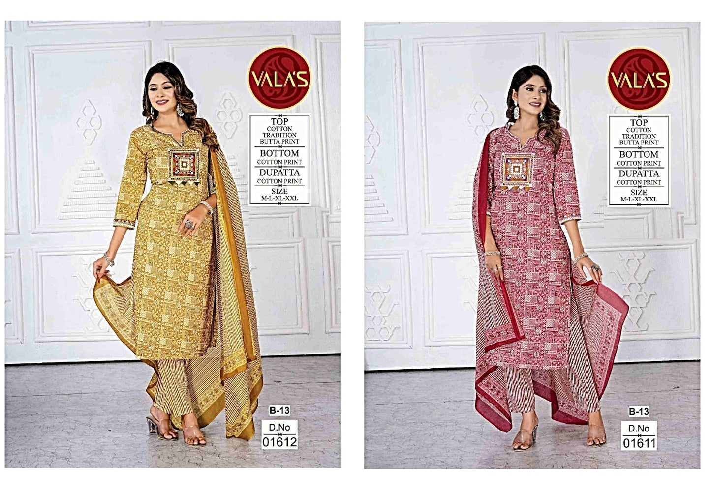 Butta Print Valas Cotton Readymade Pant Style Suits Wholesaler