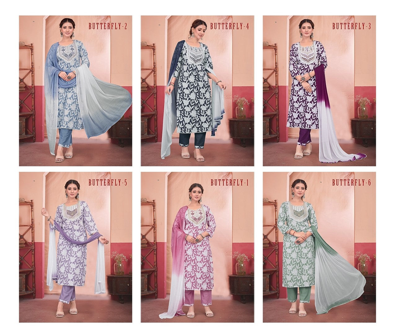 Butterfly Ffi Cambric Readymade Pant Style Suits Wholesaler Ahmedabad