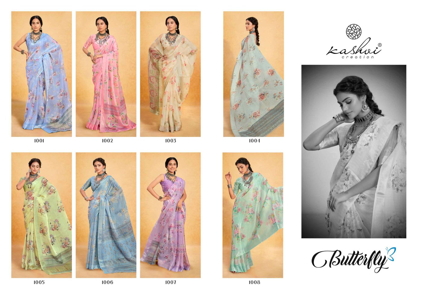 Butterfly Kashvi Creation Organza Sarees Manufacturer Ahmedabad