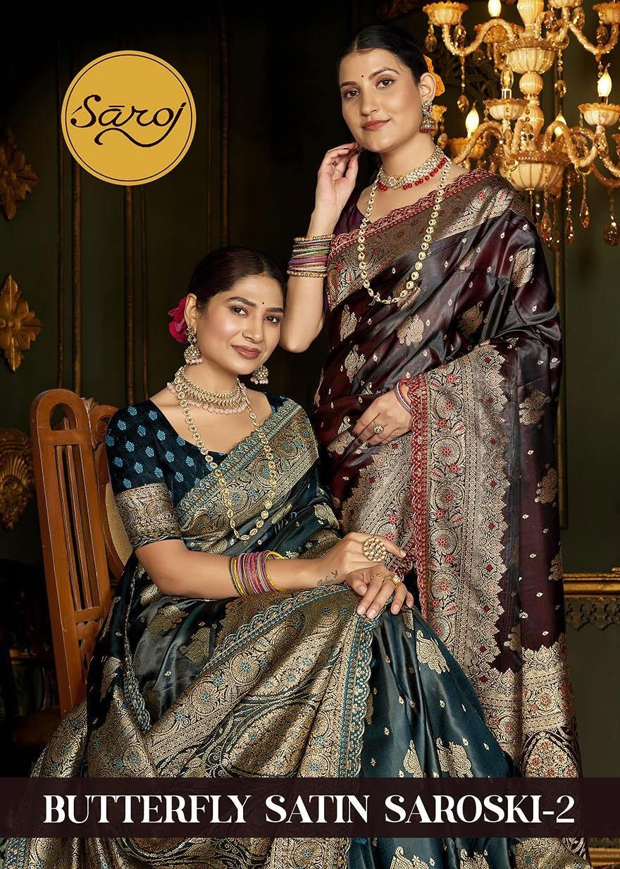 Butterfly Satin Saroski Vol 2 Saroj Sarees Wholesale