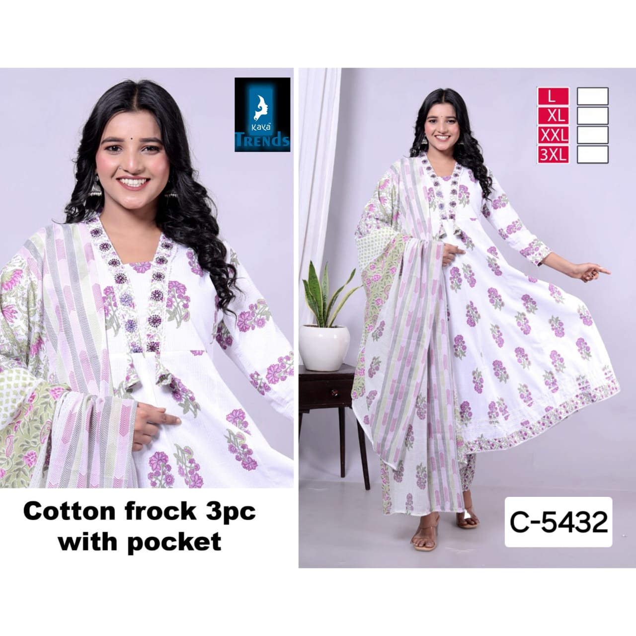 C-5424-5432 Kaya Cotton Readymade Anarkali Suits Exporter Ahmedabad