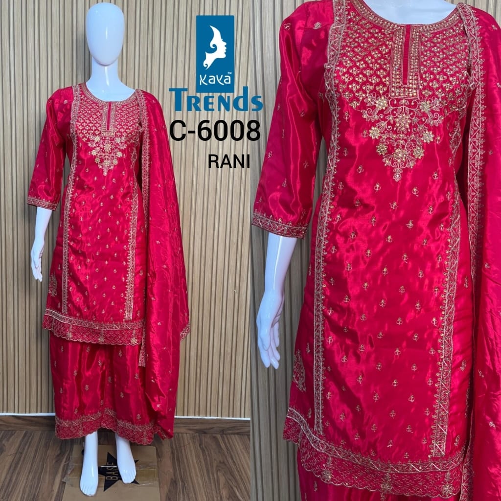 C 6008 Kaya Silk Readymade Plazzo Style Suits Exporter Gujarat