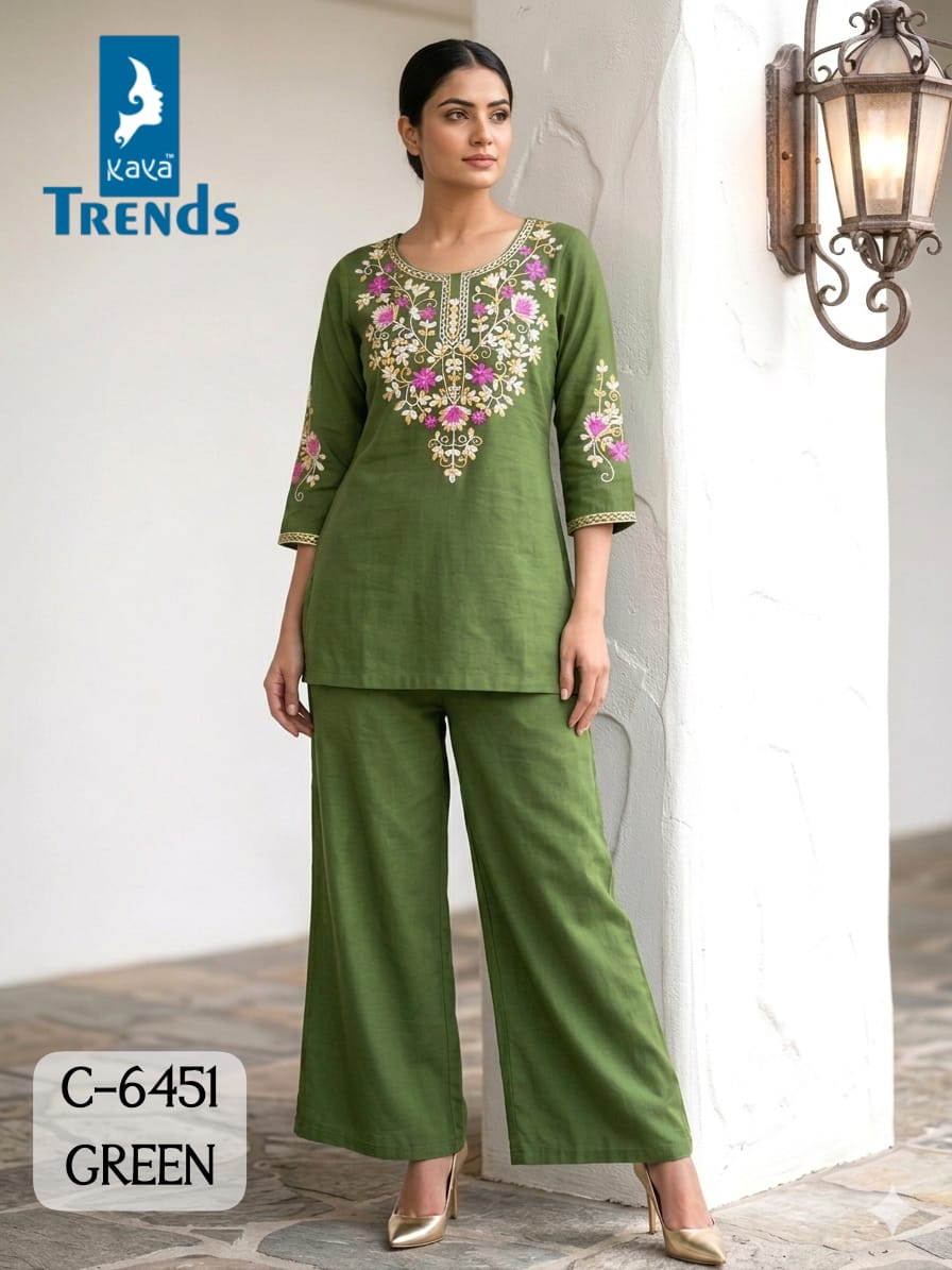 C 6451 Kaya Trends Rayon Co Ord Set Manufacturer Ahmedabad