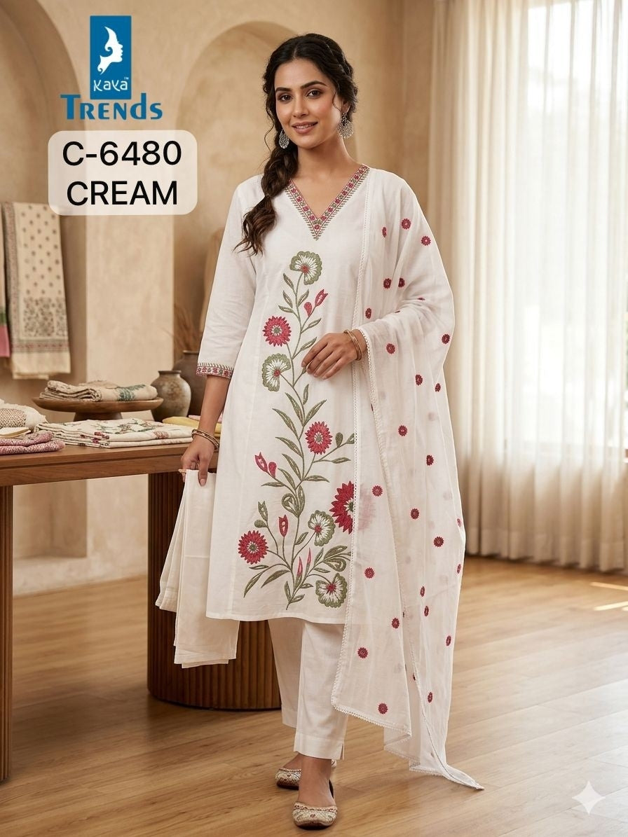 C 6480 Kaya Trends Cotton Readymade Plazzo Style Suits Manufacturer Ahmedabad