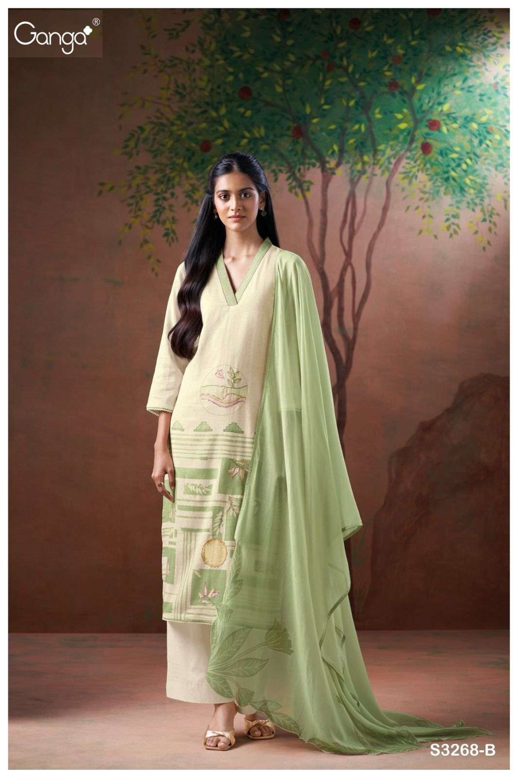 Cairo 3268 Ganga Cotton Linen Salwar Suits Manufacturer Gujarat