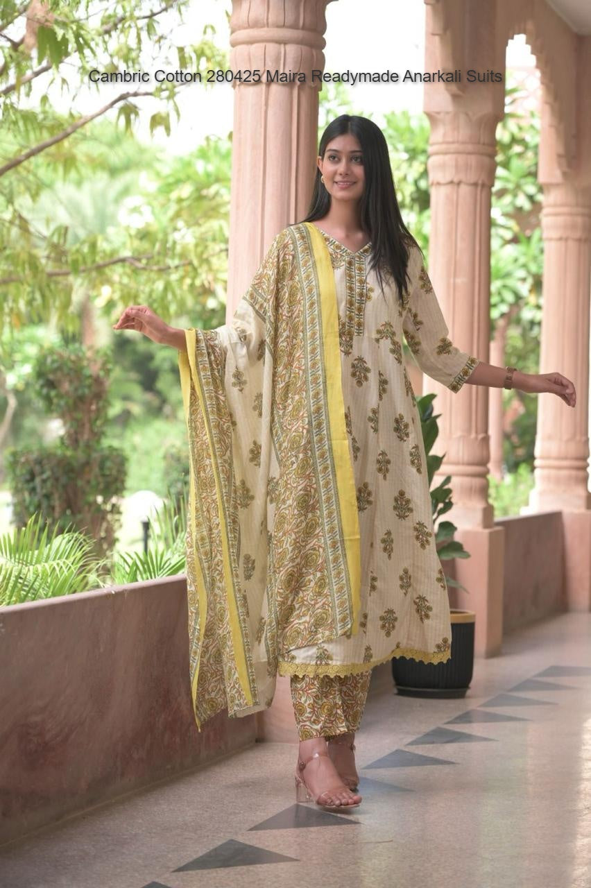 Cambric Cotton 280425 Maira Readymade Anarkali Suits Supplier Gujarat