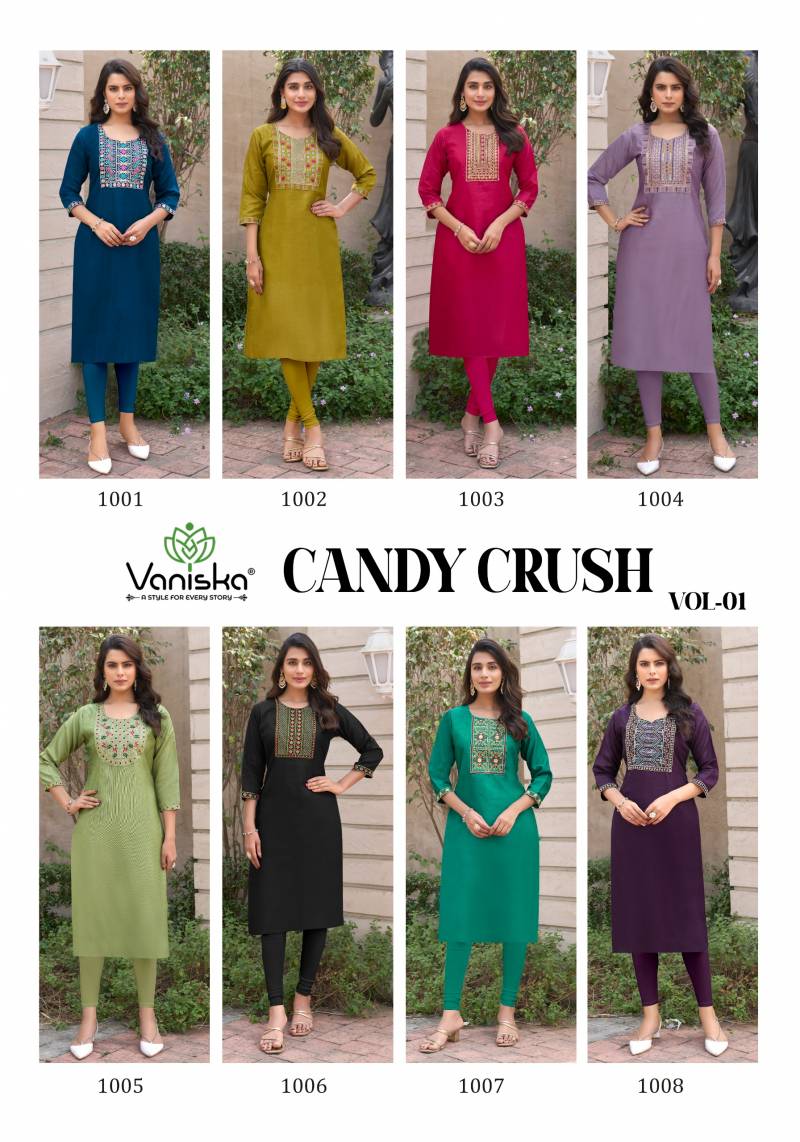 Candy Crush Vol 1 Vaniska Vichitra Straight Cut Kurtis Manufacturer India