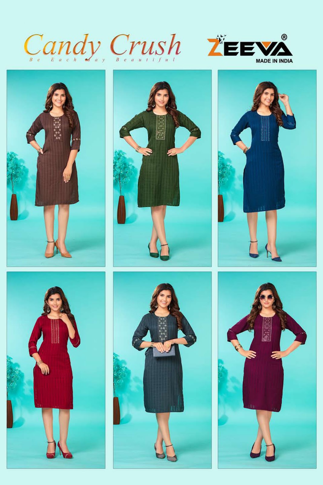 Candy Crush Zeeva Fancy Rayon Knee Length Kurtis