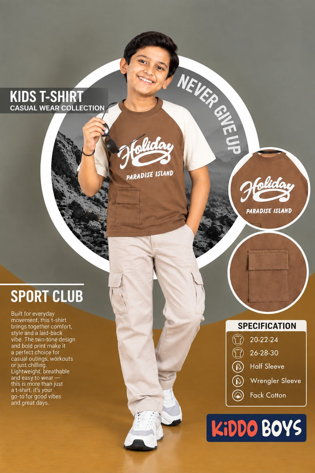 Cargo Pocket 0810 Kiddo Cotton Boys Tshirt Supplier Ahmedabad