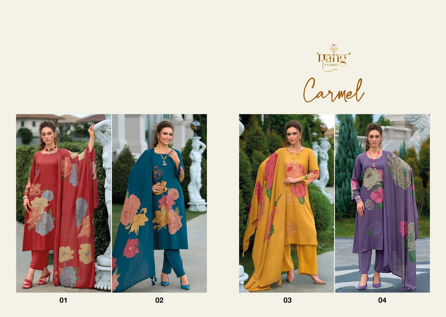 Carmel Rang Fashion Wool Pashmina Suits Manufacturer Ahmedabad