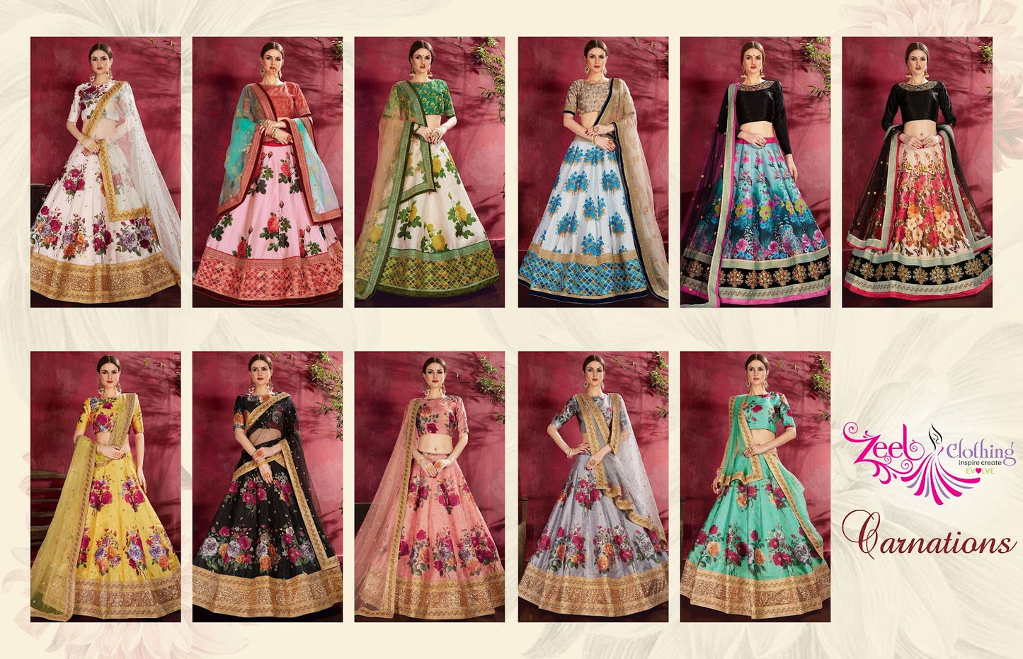 Carnations Zeel Banglori Silk Lehenga Choli Wholesale Rate