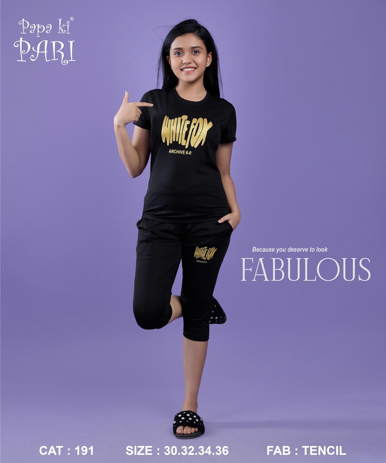 Cat 191 Papa Ki Pari Tencil Girls Capri Night Suits Manufacturer Gujarat