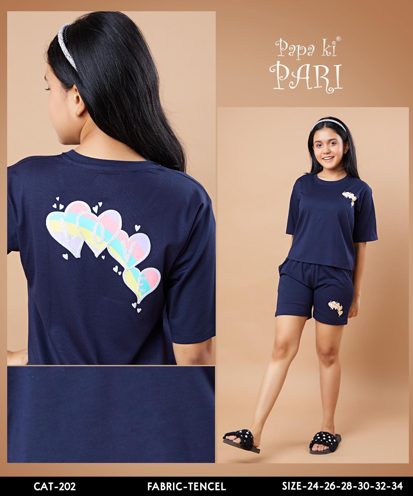 Cat 202 Papa Ki Pari Tencil Lycra Girls Shorts Set Wholesaler Gujarat