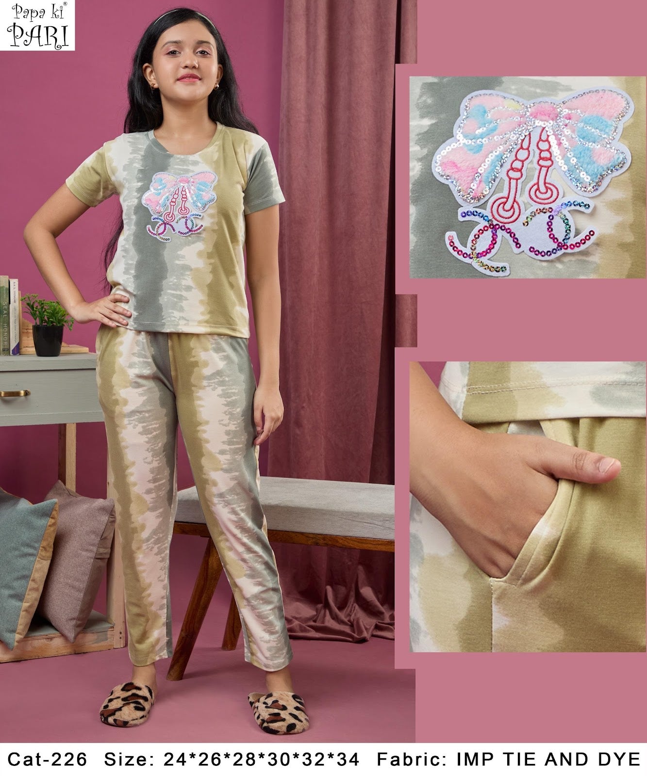 Cat 226 Papa Ki Pari Tie Dye Girls Co Ord Set Supplier Ahmedabad