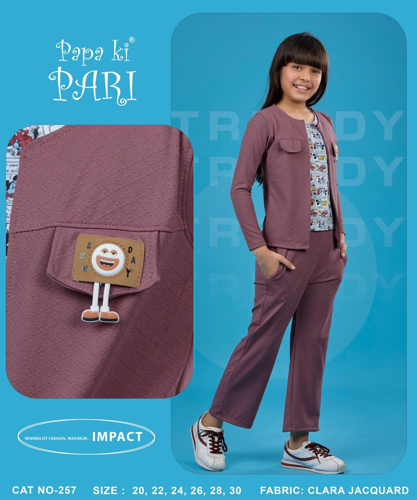 Cat 257 Papa Ki Pari Jacquard Girls Pant Set Wholesaler Gujarat