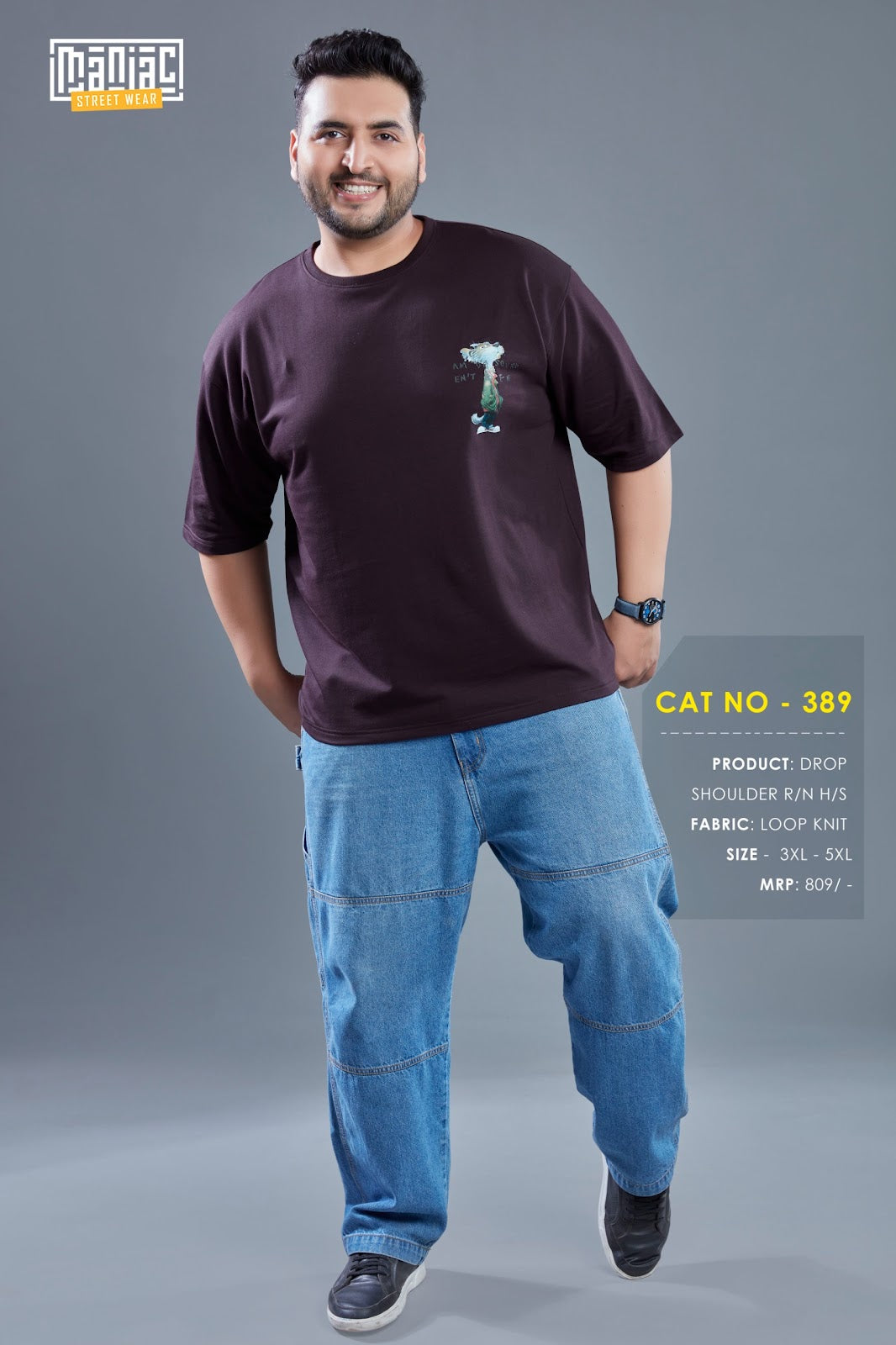 Cat 389 Maniac Loopknit Mens Tshirts Manufacturer
