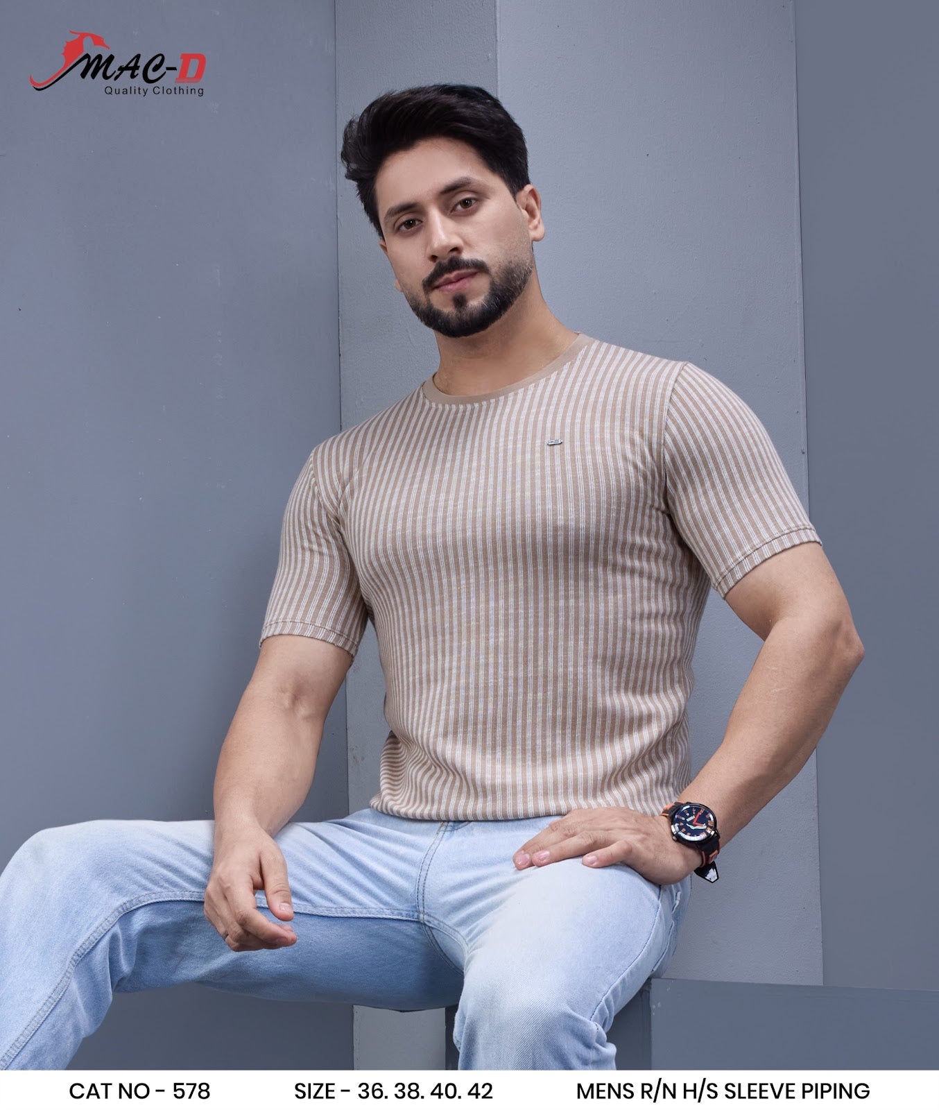 Cat 578 Mac D Vertical Strips Mens Tshirts Wholesale Rate