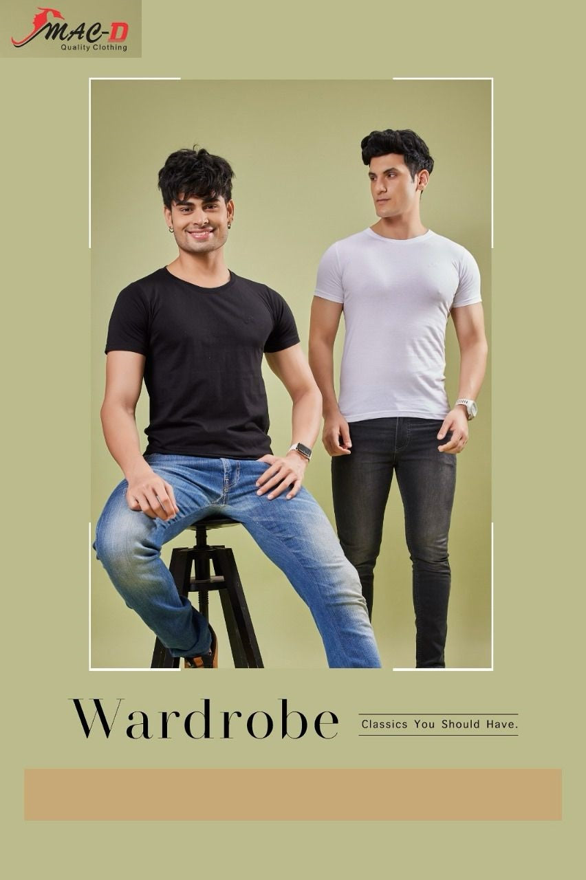 Cat No 3833 Black-White Mac D Cotton Mens Tshirts Manufacturer Gujarat