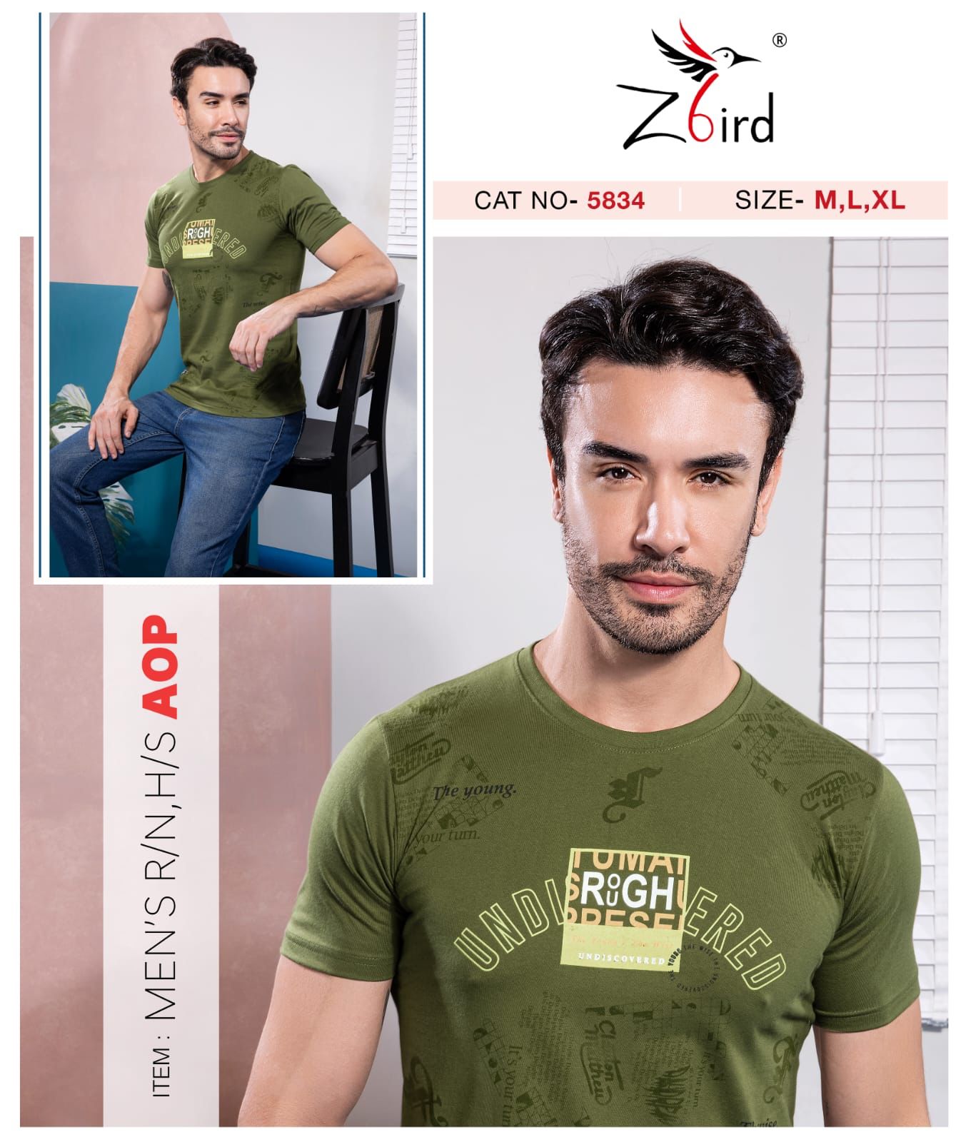 Cat No 6023 Z Bird Cotton Mens Tshirts Exporter India