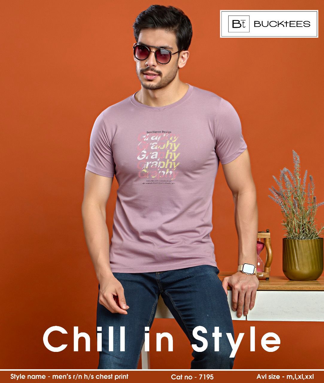Cat No 7195 Bucktees Cotton Mens Tshirts Wholesaler