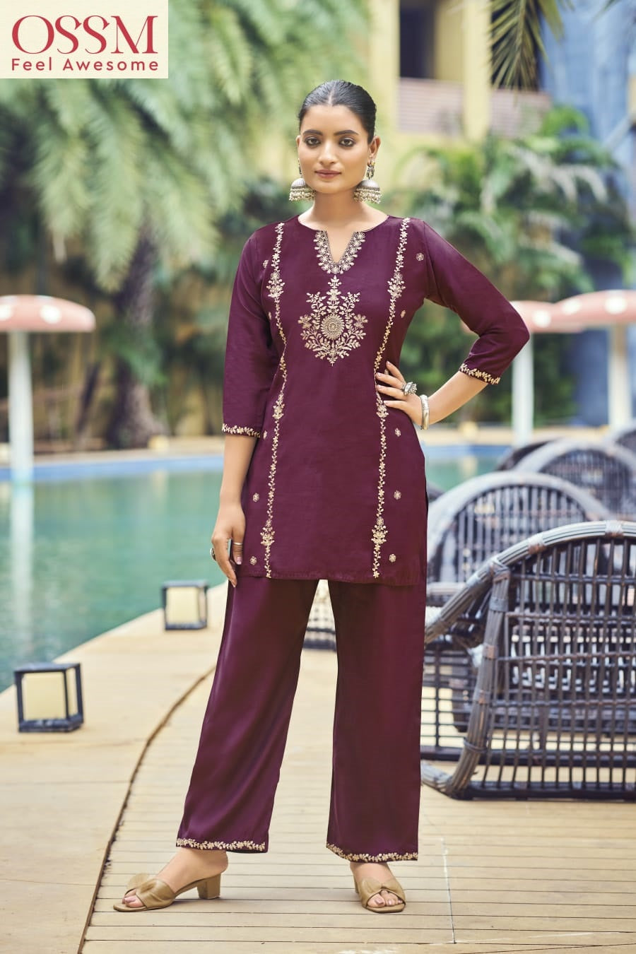 Celebrations Rakhi Special Ossm Roman Silk Co Ord Set Supplier India