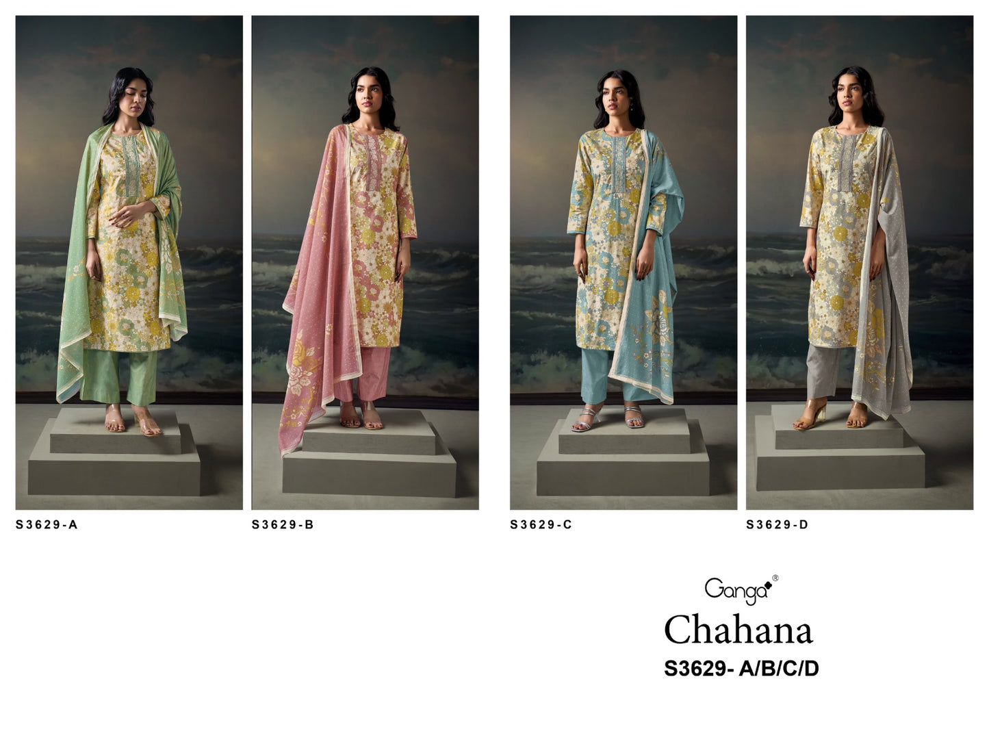 Chahana 3629 Ganga Premium Cotton Pant Style Suits Supplier