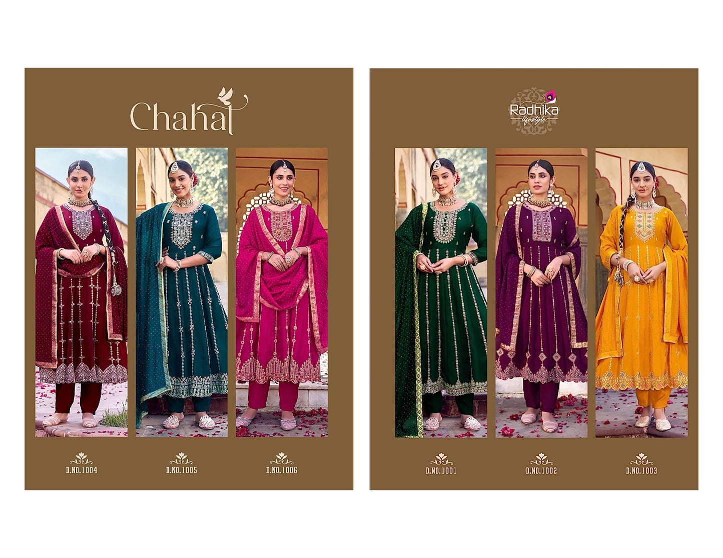 Chahat Radhika Lifestyle Vichitra Silk Readymade Anarkali Suits Wholesale