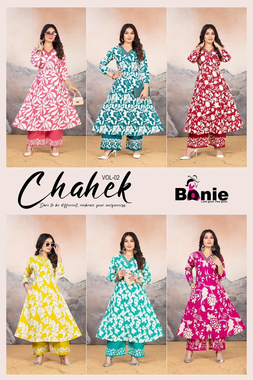 Chahek Vol 2 Bonie Liva Kurti Plazzo Set Exporter Ahmedabad