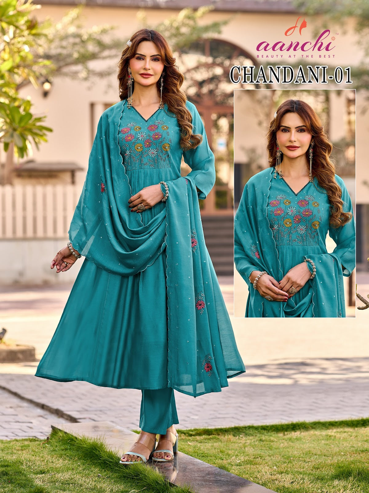 Chandani Aanchi Mal Chanderi Readymade Anarkali Suits Wholesaler India