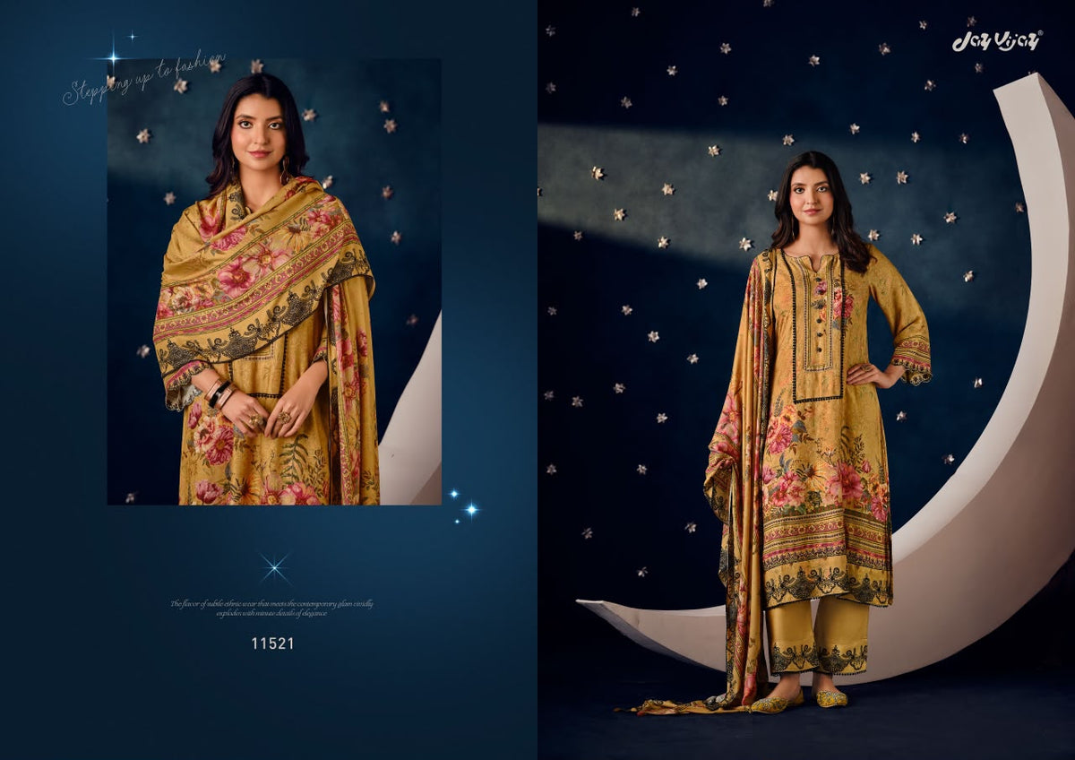 Chandni Jay Vijay Jacquard Pashmina Suits Wholesaler