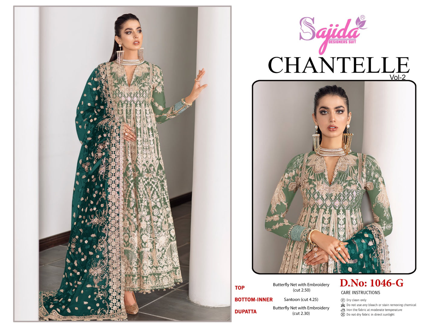 Chantelle Vol 2 Sajida Butterfly Net Pakistani Salwar Suits Exporter India