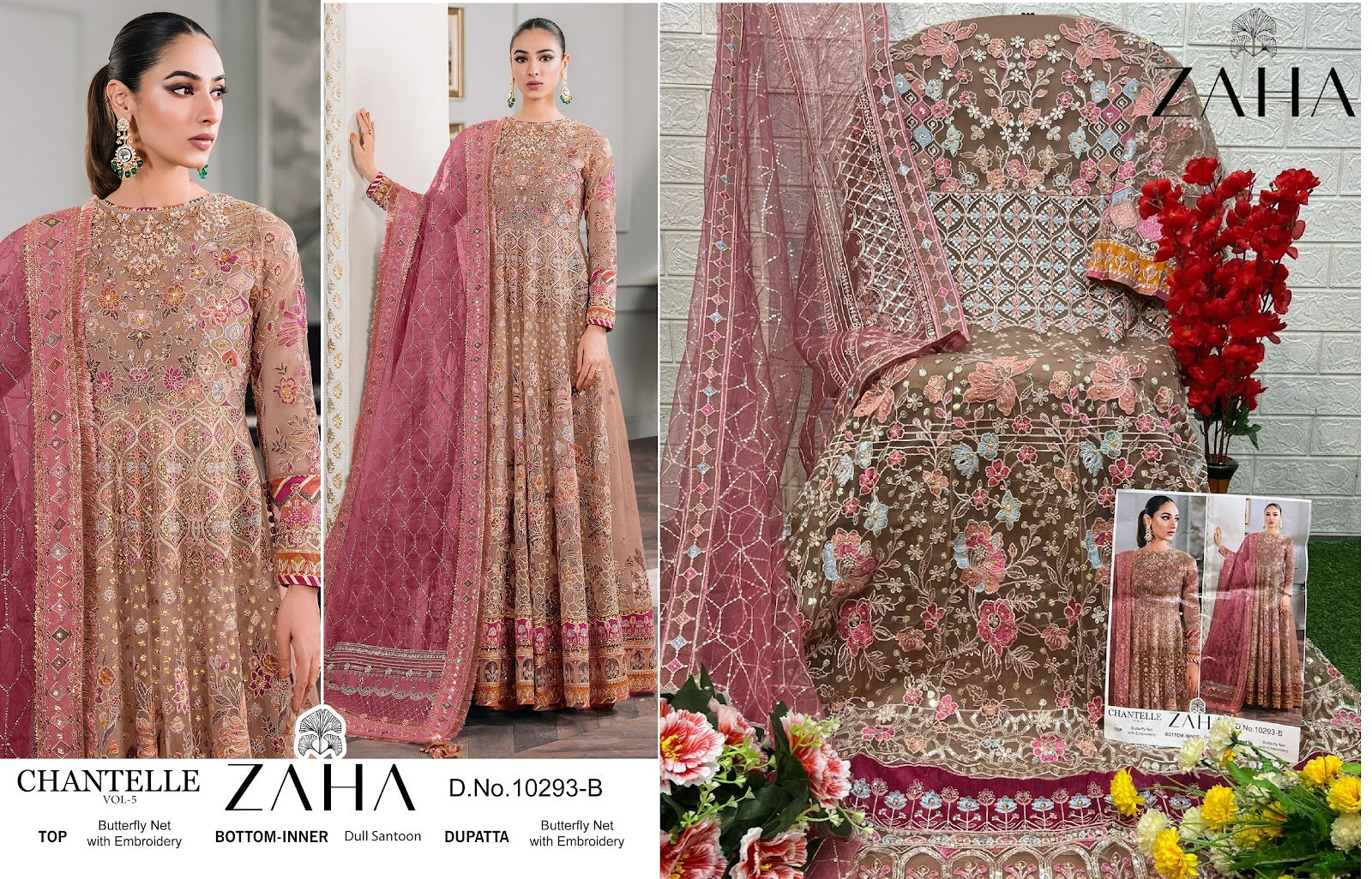 Chantelle Vol 5 Zaha Butterfly Net Pakistani Salwar Suits