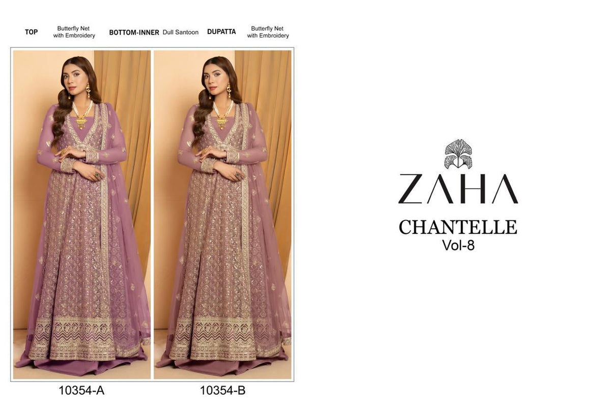 Chantelle Vol 8 10354 Zaha Butterfly Net Pakistani Salwar Suits Manufacturer