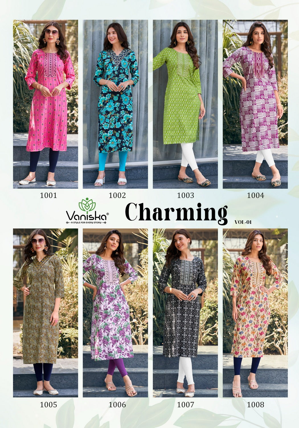 Charming Vol 1 Vaniska Colour Pix Rayon 14Kg Straight Cut Kurtis Exporter