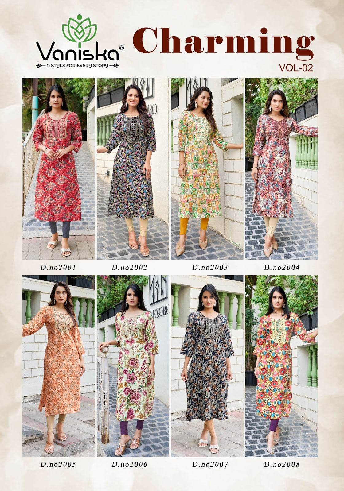 Charming Vol 2 Vaniska Rayon 14Kg Long Straight Kurti Exporter Gujarat