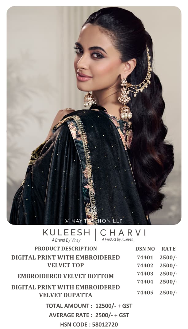 Charvi Kuleesh Vinay Fashion Llp Velvet Suits Manufacturer India