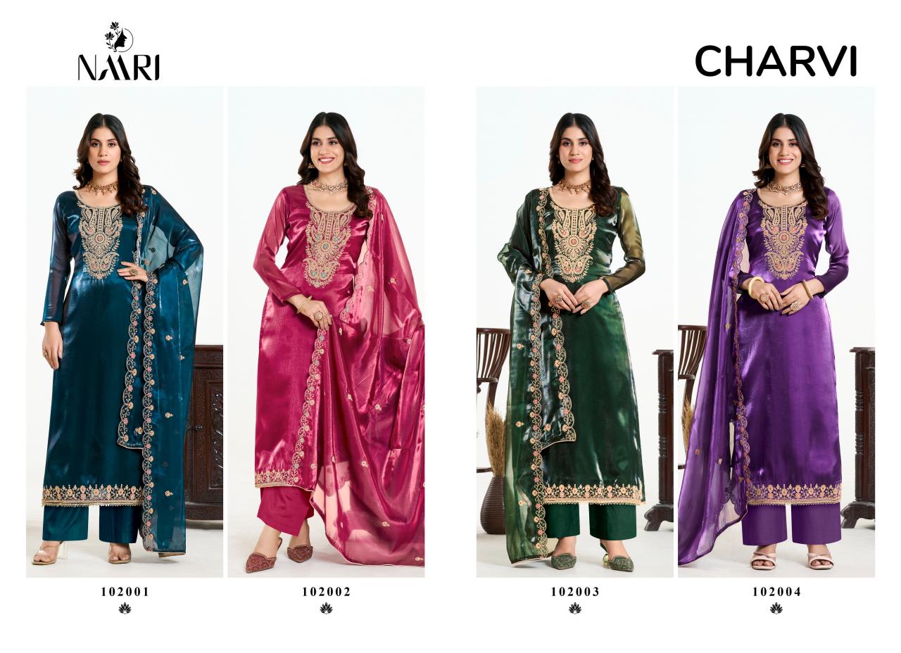 Charvi Naari Zimichu Silk Pant Style Suits Supplier Ahmedabad