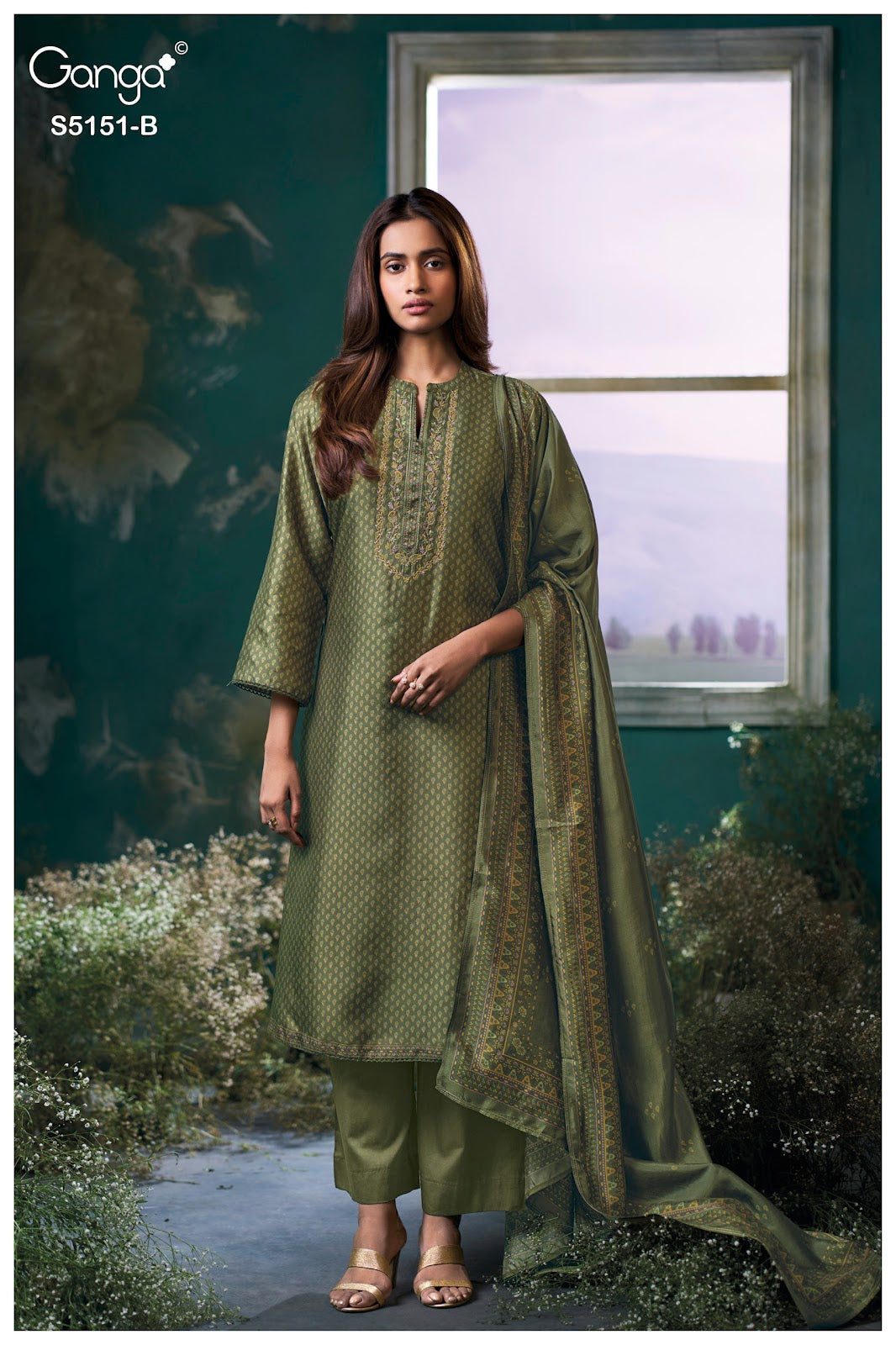 Cherika S5151 Ganga Russian Silk Pant Style Suits Exporter Gujarat